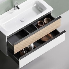 Тумба под раковину Sancos Delta 100 см подвесная дуб светлый/белая (DL100W) - фото 4