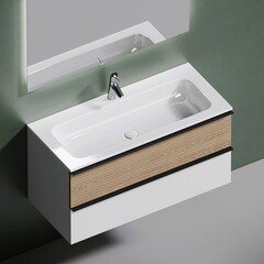 Тумба под раковину Sancos Delta 100 см подвесная дуб светлый/белая (DL100W) - фото 5