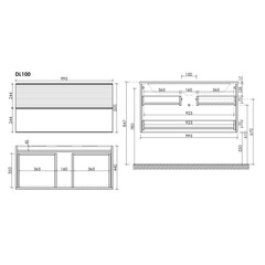 Тумба под раковину Sancos Delta 100 см подвесная дуб красный/графит (DL100GR) - фото 2
