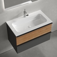 Тумба под раковину Sancos Delta 80 см подвесная дуб красный/графит (DL80GR) - фото 3