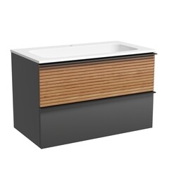 Тумба под раковину Sancos Delta 80 см подвесная дуб красный/графит (DL80GR) - фото 1