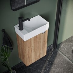 Тумба под раковину Sancos Mini 40 см подвесная левая дуб галифакс натуральный (MN35EGL) - фото 4