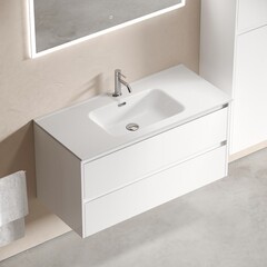 Тумба под раковину Sancos Libra 100 см подвесная белая (LB100W) - фото 5