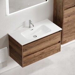 Тумба под раковину Sancos Libra 90 см подвесная дуб чарльстон (LB90ECH) - фото 5