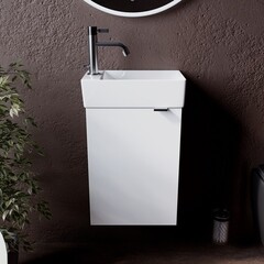 Тумба под раковину Sancos Mini 40 см подвесная левая белый глянец (MN35WL) - фото 5