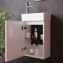 Тумба под раковину Sancos Mini 40 см подвесная левая белый глянец (MN35WL) - фото 4