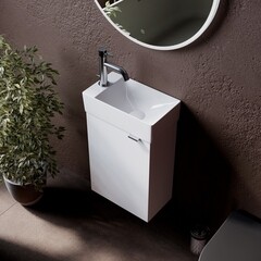 Тумба под раковину Sancos Mini 40 см подвесная левая белый глянец (MN35WL) - фото 3