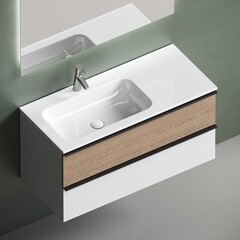 Тумба под раковину Sancos Delta 100 см подвесная левая дуб светлый/белая (DL100LW) - фото 5