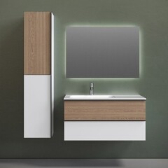 Тумба под раковину Sancos Delta 100 см подвесная левая дуб светлый/белая (DL100LW) - фото 2