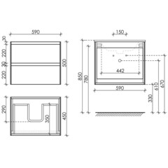 Тумба под раковину Sancos Cento 60 см подвесная белый глянец (CN60W) - фото 2