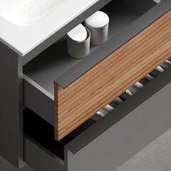 Тумба под раковину Sancos Delta 100 см подвесная дуб красный/графит (DL100GR) - фото 5