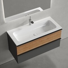 Тумба под раковину Sancos Delta 100 см подвесная дуб красный/графит (DL100GR) - фото 4