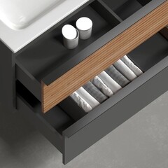 Тумба под раковину Sancos Delta 100 см подвесная левая дуб красный/графит (DL100LGR) - фото 5