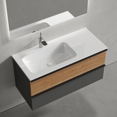 Тумба под раковину Sancos Delta 100 см подвесная левая дуб красный/графит (DL100LGR) - фото 4