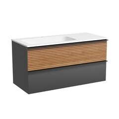 Тумба под раковину Sancos Delta 100 см подвесная левая дуб красный/графит (DL100LGR) - фото 1