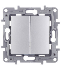 Переключатель Legrand Etika двухклавишный встраиваемый алюминий (672412) - фото 1