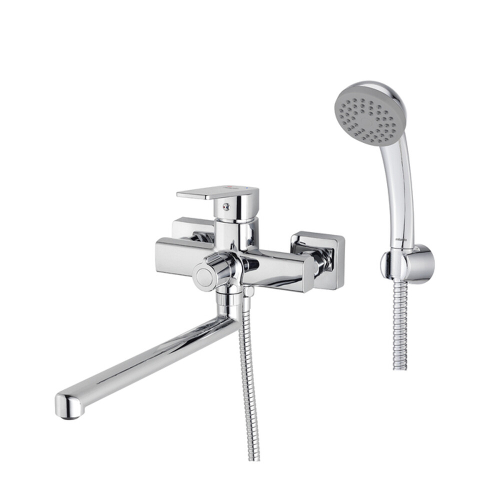 

Смеситель для ванны Milardo Poli хром однорычажный с длинным изливом с лейкой (POLSB00M10)