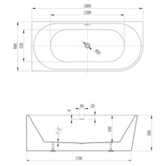 Ванна акриловая Abber 180х80 см левая с ножками (AB9502-1.8 L) - фото 2