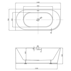 Ванна акриловая Abber 140х70 см левая с ножками (AB9502-1.4 L) - фото 2