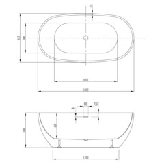 Ванна акриловая Abber 160х81,5 см отдельностоящая с ножками (AB9263-1.6) - фото 2