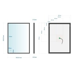 Зеркало с подсветкой прямоугольное 90х65 см в раме черной бесконтактный сенсор с диммером Abber See (AG6110SC-0.65) - фото 4