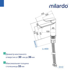 Смеситель для раковины Milardo Poli однорычажный хром (POLSB00M01) - фото 2