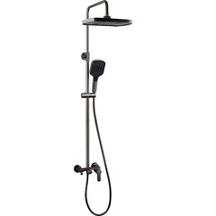 Душевая система Tokito Rain с верхним душем с лейкой с изливом сталь (TOK-RAI-1022GM)