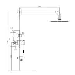 Душевая система Voda Vessel встраиваемая с верхним душем с лейкой графит (VSLGM Set_3in1) - фото 2