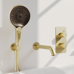 Душевая система Aqueduto Aceno встраиваемая с верхним душем с лейкой золото (ACE4B10050) - фото 4
