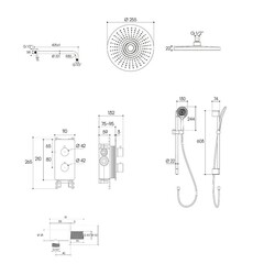 Душевая система Aqueduto Aceno встраиваемая с верхним душем с лейкой оружейная сталь (ACE4B10045) - фото 2