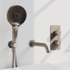 Душевая система Aqueduto Aceno встраиваемая с верхним душем с лейкой оружейная сталь (ACE4B10045) - фото 5