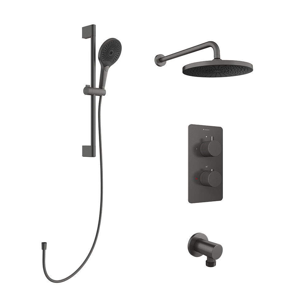 Изображение товара Душевая система Aqueduto Aceno встраиваемая с верхним душем с лейкой оружейная сталь (ACE4B10045) Изображение товара Душевая система Aqueduto Aceno встраиваемая с верхним душем с лейкой оружейная сталь (ACE4B10045)