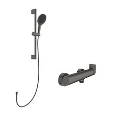 Изображение товара Смеситель для душа без излива Aqueduto Geometrico оружейная сталь с лейкой однорычажный (GEO2B10045)