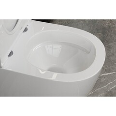 Унитаз напольный приставной Abber Bequem с горизонтальным выпуском с сиденьем дюропласт микролифт (AC1111T) - фото 8