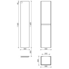 Пенал Sancos Cento 35 см подвесной белый - фото 2