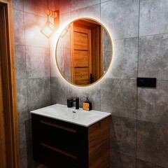 Зеркало с подсветкой круглое 77 см в раме золотой бесконтактный сенсор Abber Mond (AG6204SCG-0.77) - фото 3