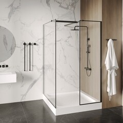 Поддон Abber акриловый 90х90х13 мм квадрат белый низкий (AD3D090) - фото 6