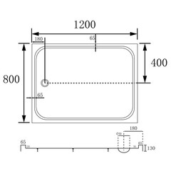 Поддон Abber акриловый 80х120х13 мм прямоугольник белый низкий (AD3C128) - фото 2
