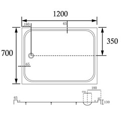 Поддон Abber акриловый 70х120х13 мм прямоугольник белый низкий (AD3C127) - фото 2