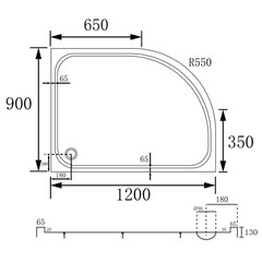 Поддон Abber акриловый 90х120х13 мм асимметрия белый низкий (AD3E120 R) - фото 2