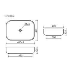 Раковина Ceramicanova Element 60 см накладная белая (CN5004) - фото 2