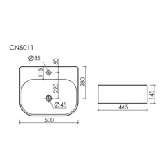 Раковина Ceramicanova Element 49 см накладная белая (CN5011) - фото 2