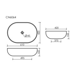 Раковина Ceramicanova Element 61 см накладная белая (CN6064) - фото 3