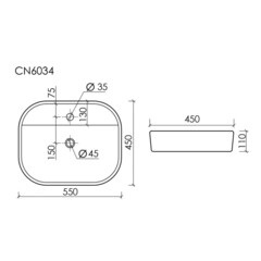 Раковина Ceramicanova Element 55 см накладная белая (CN6034) - фото 5
