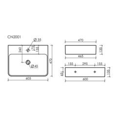 Раковина Ceramicanova Aura 61 см накладная белая (CN2001) - фото 3