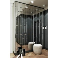 Плитка зеркальная прямоугольная 400х100х4 мм Continent серебряная с фацетом (4 шт.=0,16 кв.м) - фото 2