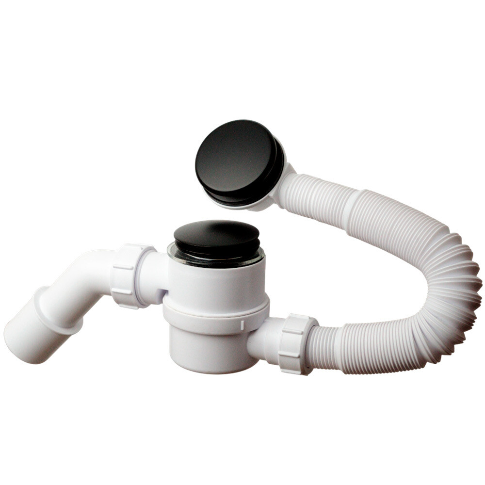 

Сифон для ванны McAlpine 1 1/2х50 мм регулируемый полуавтомат с выпуском d70 мм клик-клак с переливом с соединением 40/50 мм (MRB11-MBL)