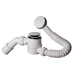Изображение товара Сифон для ванны McAlpine 1 1/2х50 мм регулируемый полуавтомат с выпуском d70 мм клик-клак с переливом с соединением 40/50 мм (MRB11-WH)