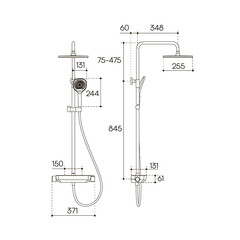Душевая система Aqueduto Chuva с верхним душем с лейкой с термостатом графит (CHU0345) - фото 2