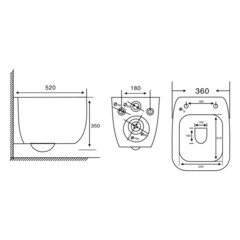 Унитаз подвесной Abber Rechteck безободковый белый с сиденьем дюропласт микролифт смыв торнадо (AC1217) - фото 2